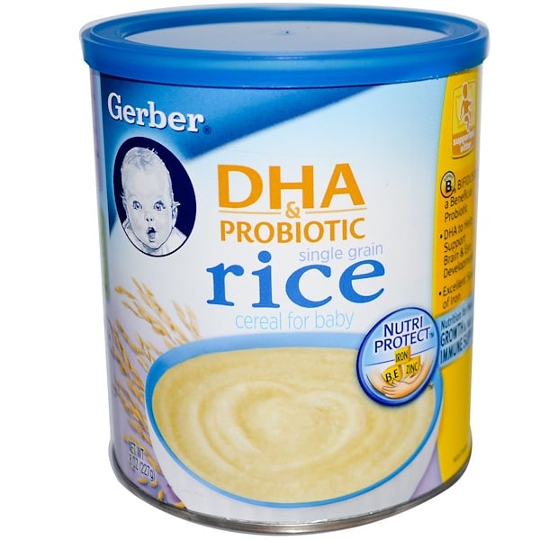 Gerber, DHA & Probiotic, Single Grain Rice Cereal for Baby, 8 oz (227 g) (Discontinued Item) 