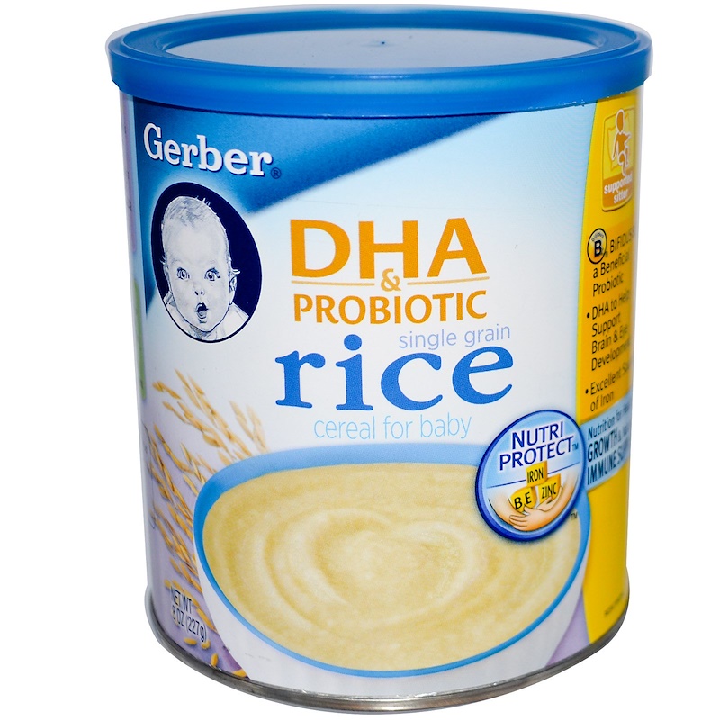 Gerber, DHA & Probiotic, Single Grain Rice Cereal for Baby, 8 oz (227 g