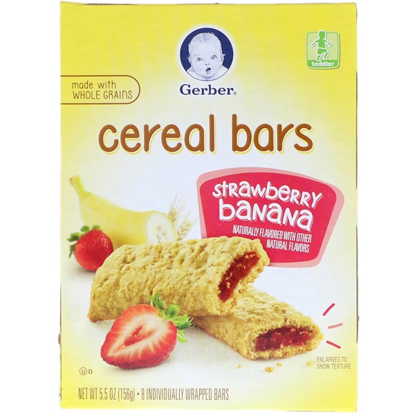 Gerber, Cereal Bars, Strawberry Banana, Toddler, 8 Bars, 5.5 oz (156 g)
