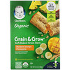 Гербер, Organic, Grain & Grow, мягкие запеченные зерновые батончики, от 12 месяцев, со вкусом банана, манго и ананаса, 8 батончиков по 19 г