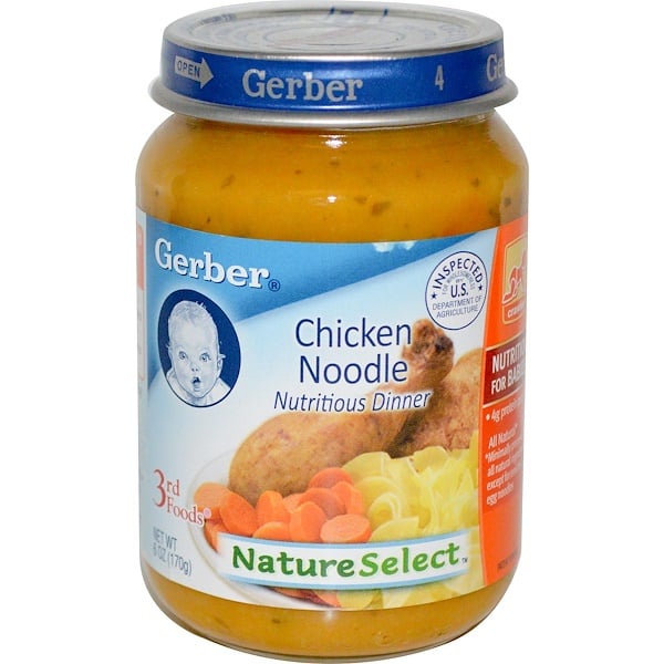 Gerber, 3rd Foods, NatureSelect, Курица с лапшой, 6 унций (170 г) (Discontinued Item) 