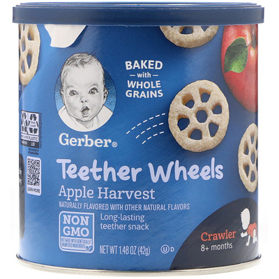 Teether Wheels, для малышей от 8 месяцев, с яблоком, 42 г (1,48 унции)
