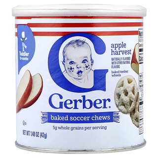 Gerber, Запеченные жевательные таблетки для детей от 12 месяцев, яблоко для уборки 42 г (1,48 унции)