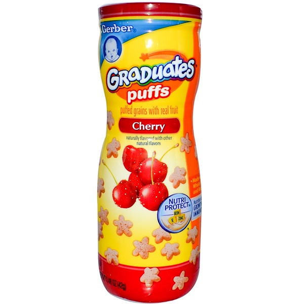 Gerber, Graduates Puffs, Cherry, 1.48 oz (42 g) (Discontinued Item) 