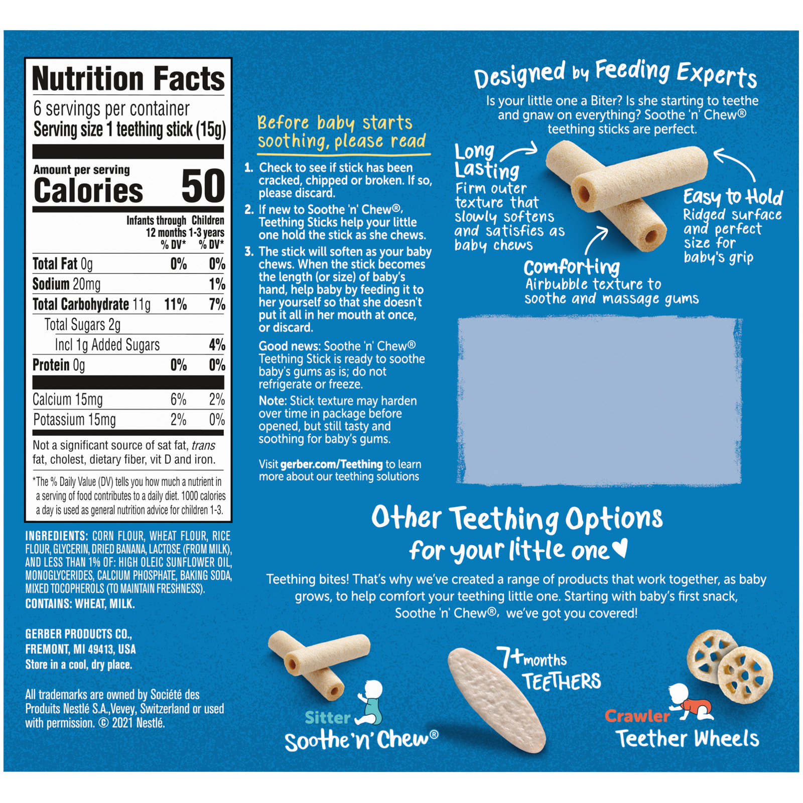 Gerber, Snacks for Baby, Soothe 'N' Chew, Teething Sticks, 6+ Months