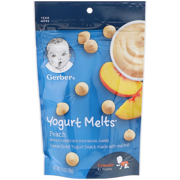 Gerber, Yogurt Melts, для малышей от 8 месяцев, с персиком, 28 г (1 унция)