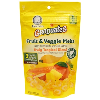 Gerber Graduates, Fruit & Veggie Melts, Truly Tropical Blend, 1.0 oz (28 g)