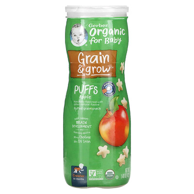 

Gerber Organic Puffs снек из воздушных злаков от 8 месяцев яблоко 42 г (1 48 унции)