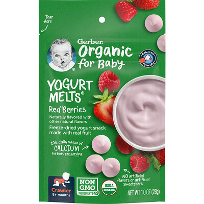 

Gerber Organic for Baby Yogurt Melts 8+ Months Red Berries 1 oz (28 g)