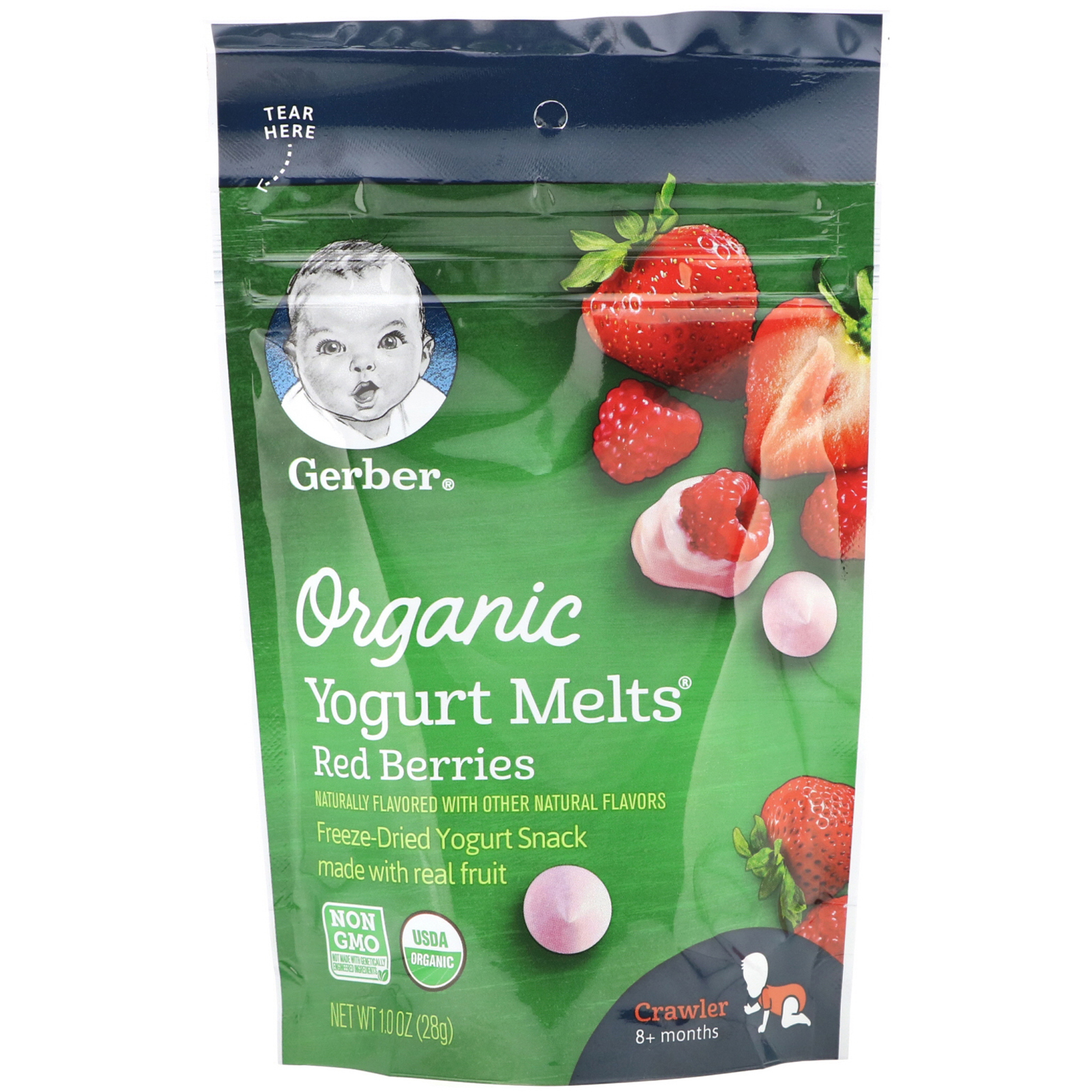 Gerber, Organic Yogurt Melts, 8 + Months, Red Berries, 1.0