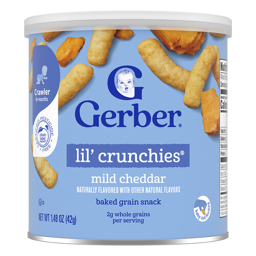 Gerber, Snacks for Baby, Lil' Crunchies®, Baked Grain Snack, 8+ Months, Mild Cheddar, 1.48 oz (42 g)