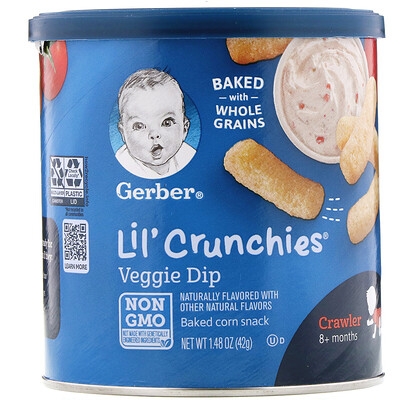 Gerber Lil' Crunchies, для малышей от 8 месяцев, овощной соус, 42 г (1,48 унции)