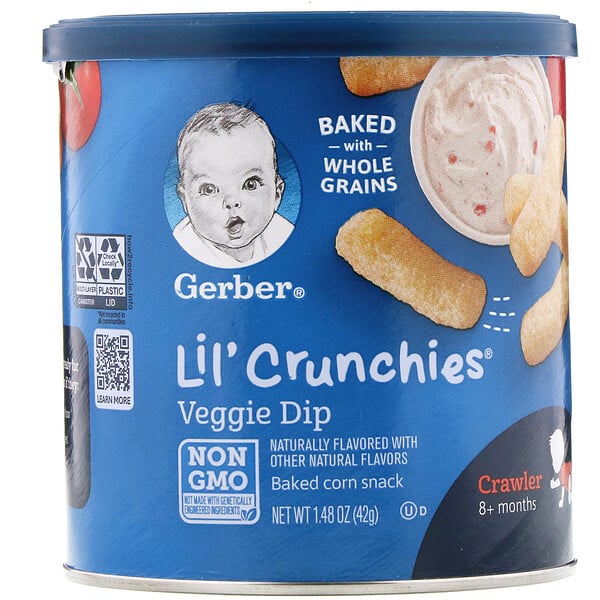 Gerber, Lil' Crunchies, Camilan untuk Bayi 8 Bulan ke Atas, Rasa Saus Sayuran, 42 g (1,48 ons)