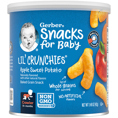 

Gerber Snacks for Baby, Lil 'Crunchies, снек из запеченного зерна, для детей от 8 месяцев, яблоко и батат, 42 г (1,48 унции)