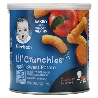 Gerber, Lil'Crunchies，8 個月以上兒童，蘋果、甘薯，1.48 盎司（42 克）