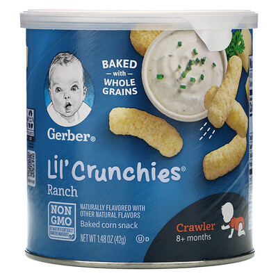 Gerber Lil' Crunchies, для малышей от 8 месяцев, палочки со вкусом соуса ранч, 42 г (1,48 унции)