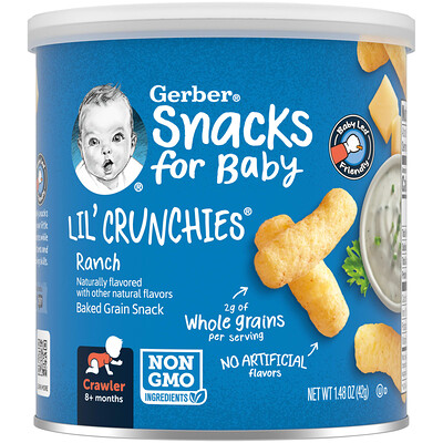 

Gerber Snacks for Baby Lil' Crunchies Baked Grain Snack 8+ Months Ranch 1.48 oz (42 g)