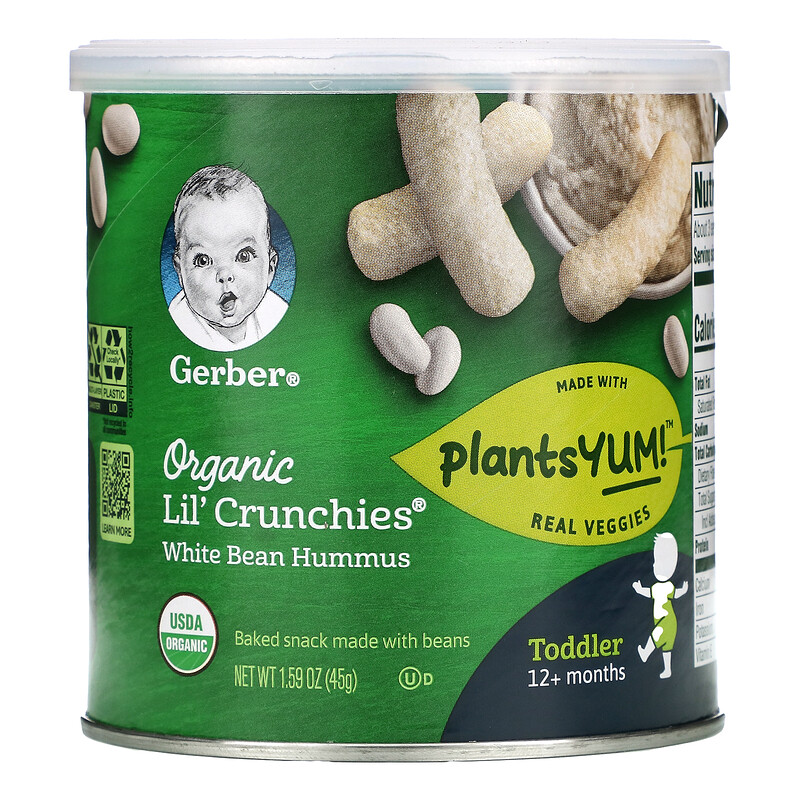 Gerber, Organic Lil' Crunchies, White Bean Hummus, Toddler, 12+ Months