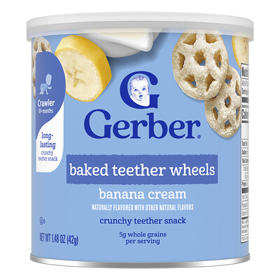 Product Image for Gerber, Baked Teether Wheels, 10+ Months, Banana Cream, 1.48 oz (42 g)