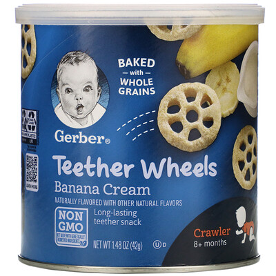 Gerber Teether Wheels, от 8 месяцев, банановый крем, 42 г (1,48 унции)