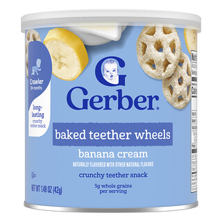 Gerber, Ruedas para morder horneadas, 10 meses en adelante, Crema de plátano, 42 g (1,48 oz)