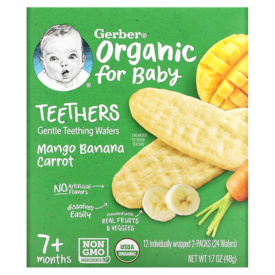 Gerber органические прорезыватели вафли для мягкого прорезывания зубов от 7 месяцев манго банан морковь 12 пакетиков по 2 вафли в каждом
Gerber органические прорезыватели вафли для мягкого прорезывания зубов от 7 месяцев манго банан морковь 12 пакетиков по 2 вафли в каждом