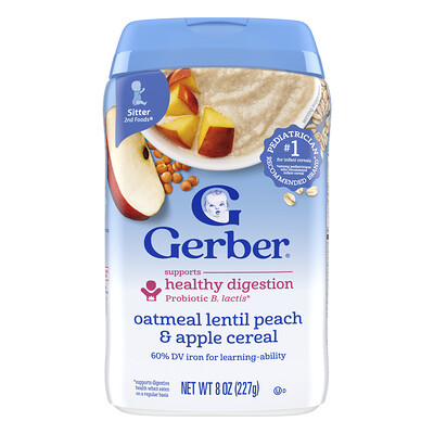 Gerber, Cereal, 2nd Foods®, Avena, lentejas, melocotón y manzana, 227 g (8 oz)