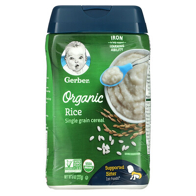 

Gerber 1st Foods органический рис из одного вида злаков для малышей сидящих с опорой 227 г (8 унций)
