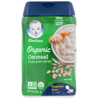 Gerber, Organic Oatmeal, Single Grain Cereal, 8 oz (227 g)