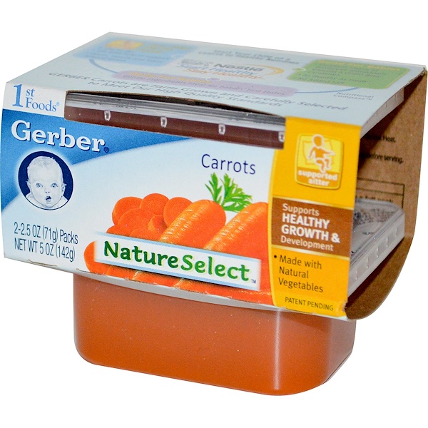 Gerber, 1st Foods, Выбор природы, Морковь, 2 пачки, каждая по 2,5 унции (71 г) (Discontinued Item) 