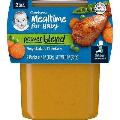 

Gerber Mealtime for Baby Power Blend 2nd Foods Vegetable Chicken 2 Pack 4 oz (113 g) Each