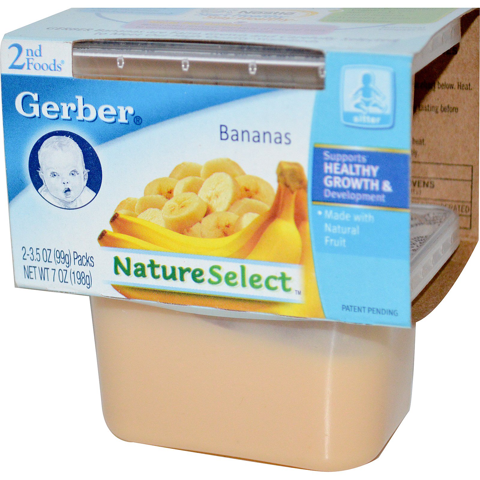 Gerber, 2nd Foods, NatureSelect, Bananas, 2 Packs, 3.5 oz (99 g) Each