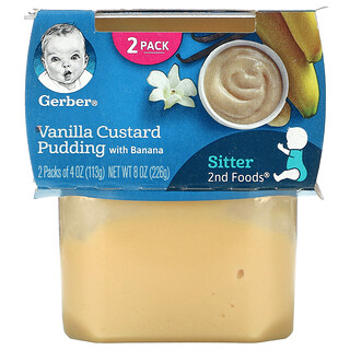 Gerber, Vanilla Custard Pudding with Banana, 2nd Foods, 2 Pack, 4 oz (113 g) Each