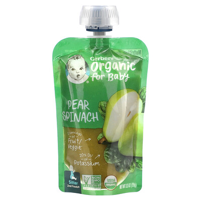 

Gerber Organic for Baby 2nd Foods Pear Spinach 3.5 oz (99 g)