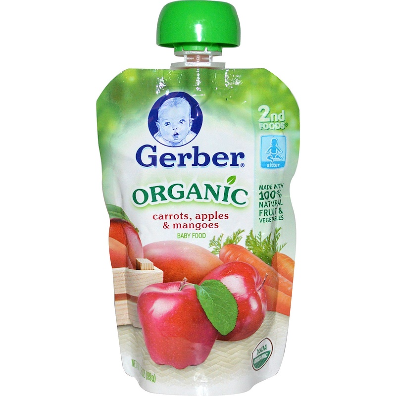 Gerber, Organic Baby Food, Carrots, Apples & Mangoes, 3.5 oz (99 g) iHerb