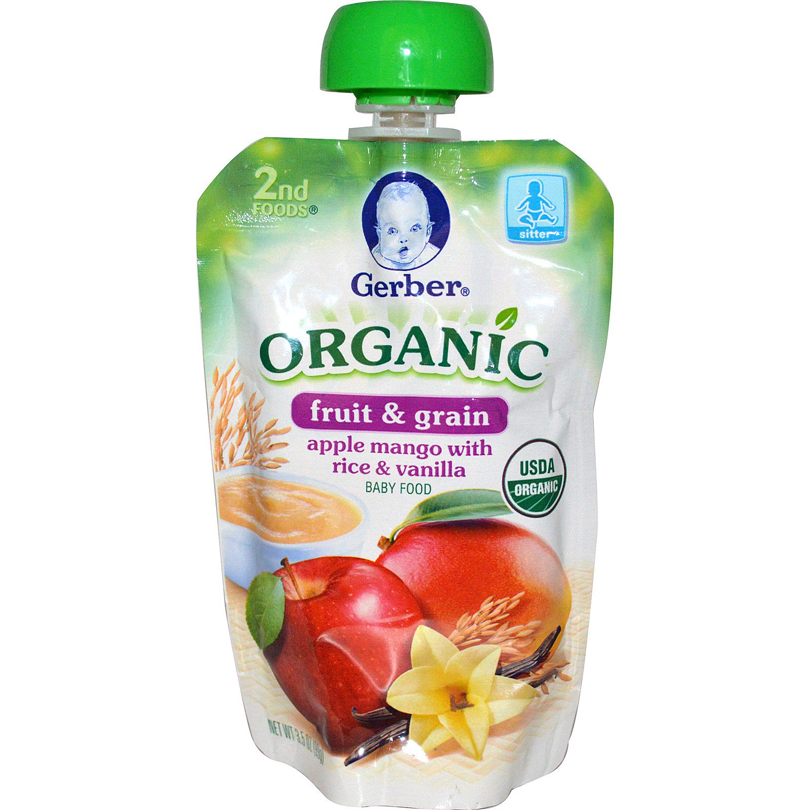 Gerber, 2nd Foods, Organic, Baby Food, Fruit and Grain, Apple Mango