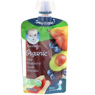 Gerber, Smart Flow, Organic, Pear, Blueberry, Apple, Avocado, 3.5 oz (99 g)