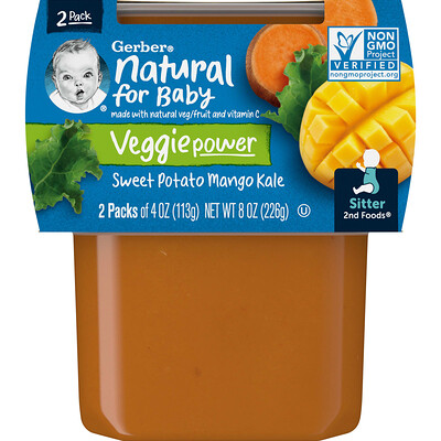 

Gerber Natural for Baby Veggie Power 2nd Foods Sweet Potato Mango Kale 2 Pack 4 oz (113 g) Each