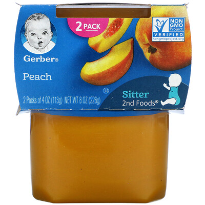 Gerber Peach, Sitter, 2 Pack, 4 oz (113 g) Each