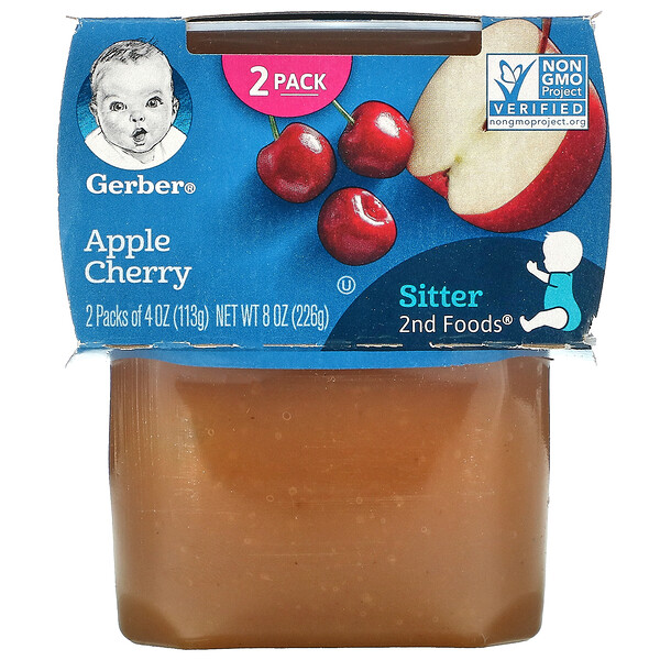 Gerber‏, Apple Cherry, Sitter, 2 Pack, 4 oz (113 g) Each