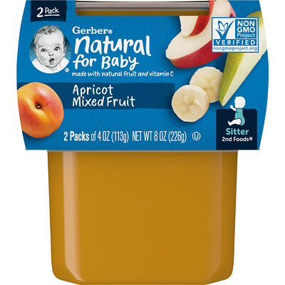 

Gerber Natural for Baby, 2nd Foods, смесь фруктов и абрикоса, 2 пакетика по 113 г (4 унции)