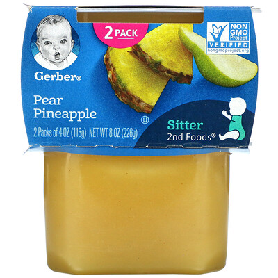 Gerber Pear Pineapple, Sitter, 2 Pack, 4 oz (113 g) Each
