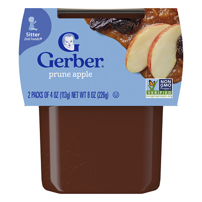 Gerber, Natural for Baby, Wonder Foods, 2nd Foods, Prune Apple, 2 Pack, 4 oz (113 g) Each