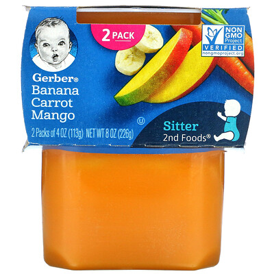 Gerber Banana Carrot Mango, Sitter, 2 Pack, 4 oz (113 g) Each