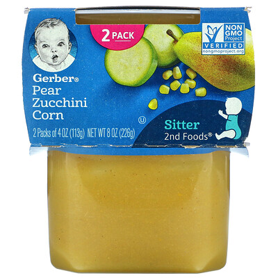 Gerber Pear Zucchini Corn, Sitter, 2 Pack, 4 oz (113 g) Each