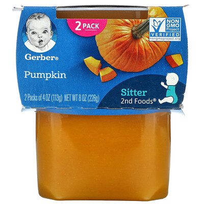 Gerber Pumpkin, Sitter, 2 Pack, 4 oz (113 g) Each