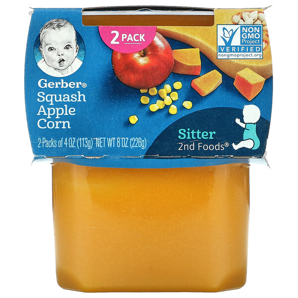 Gerber, Π‘ΠΊΠ²ΠΎΡ, ΡΠ±Π»ΠΎΠΊΠΎ ΠΈ ΠΊΡΠΊΡΡΡΠ·Π°, 2nd Foods, 2 ΠΏΠ°ΠΊΠ΅ΡΠΈΠΊΠ° ΠΏΠΎ 113 Π³ (4 ΡΠ½ΡΠΈΠΈ)