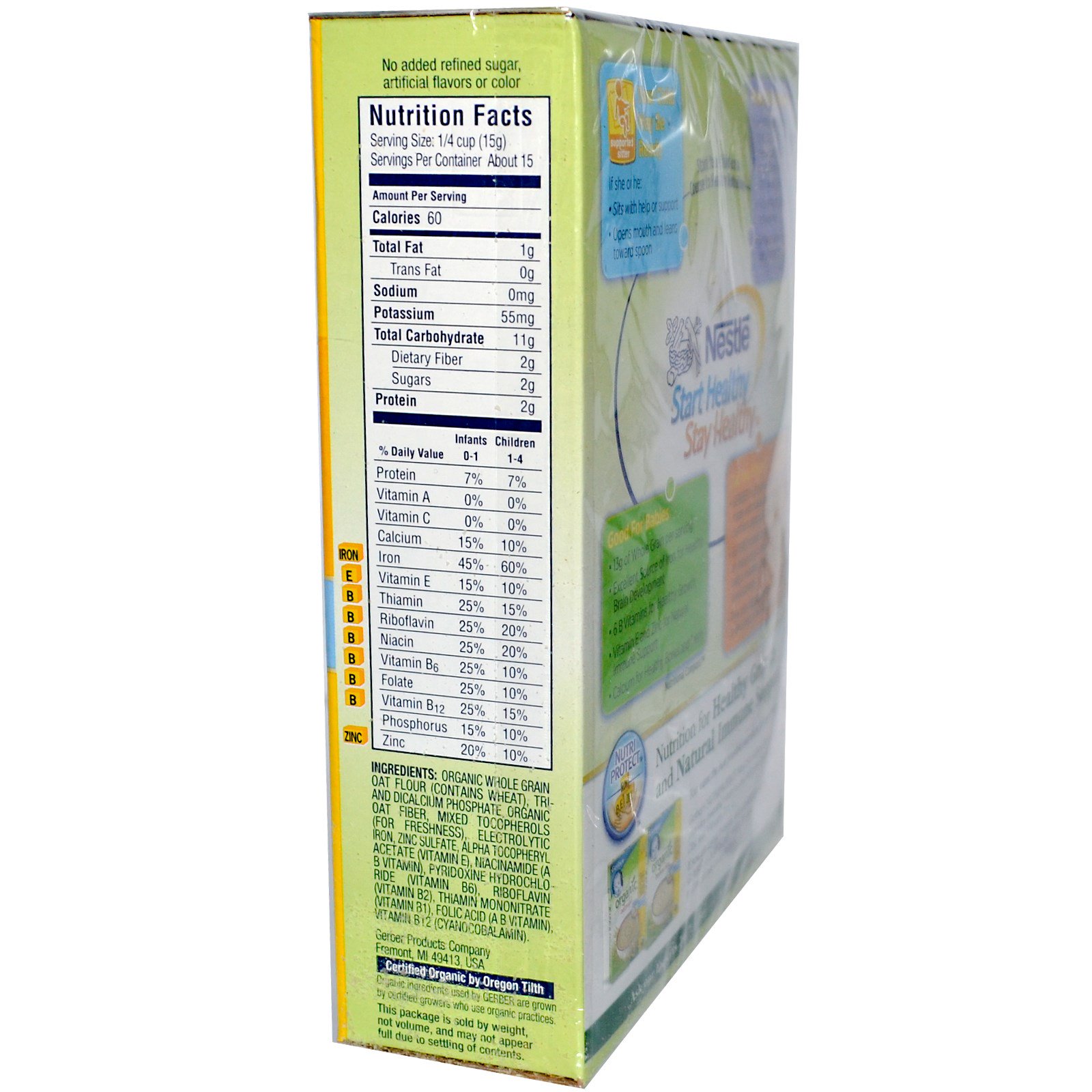 nutritional value of baby cereal