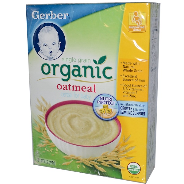 Gerber, Organic Cereal for Baby, Single Grain Oatmeal, 8 oz (227 g) (Discontinued Item) 