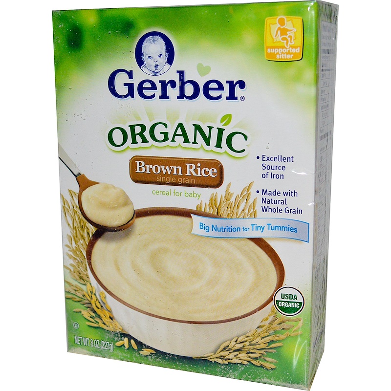 Gerber, Organic Brown Rice, Cereal for Baby, Supported Sitter, 8 oz